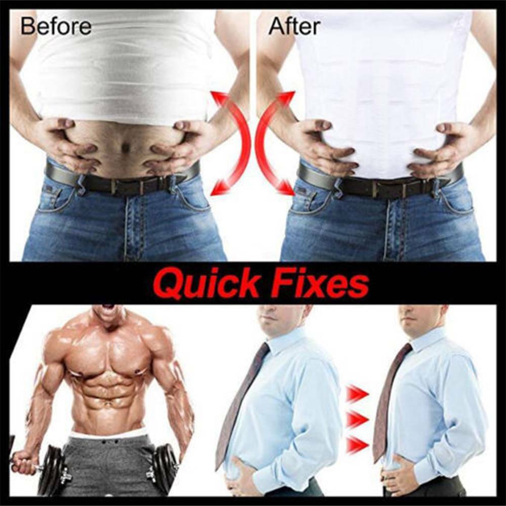 Men Slimming Body Shaper Posture Corrector Vest Abdomen Compression Tops T-Shirt