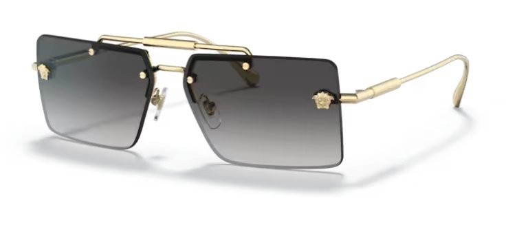VERSACE VE2245 10028G 60mm Gold Rectangle Women’s Rimless Sunglasses