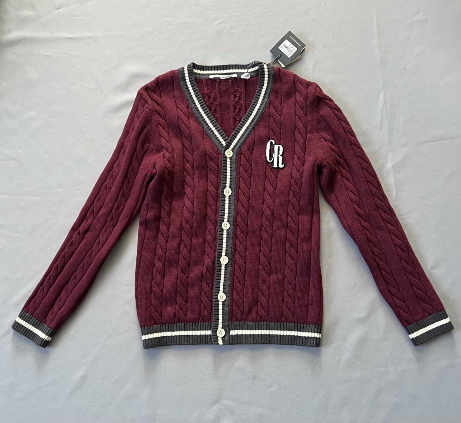 NEW WITH TAGS COUNTRY ROAD Kids BOYS VARSITY ‘GARNET’ CARDIGAN SZ 10 RRP $79.95