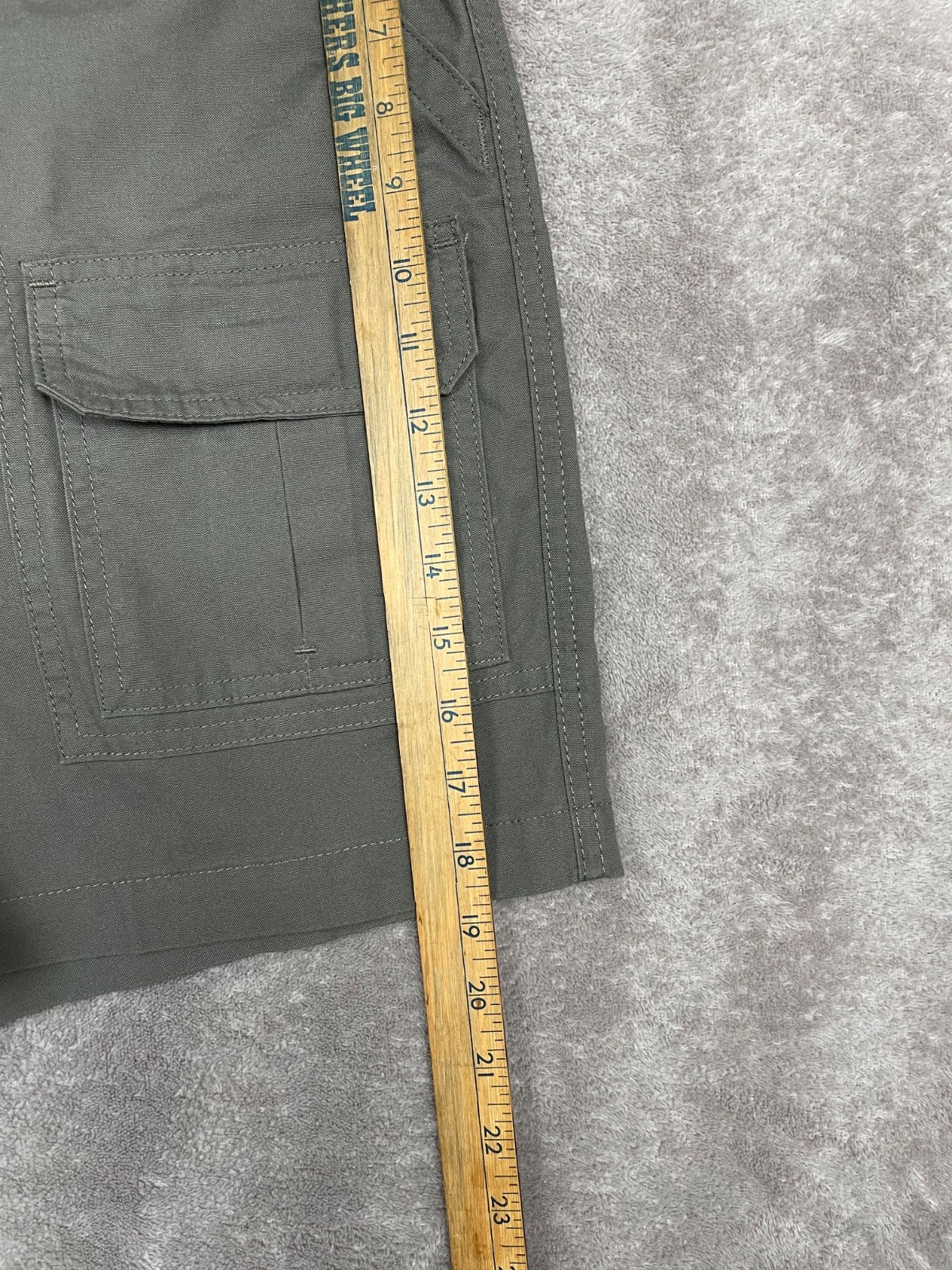Savane Shorts Mens 34 Olive Green Cotton Canvas Elastic Waist Cargo Utility Hike