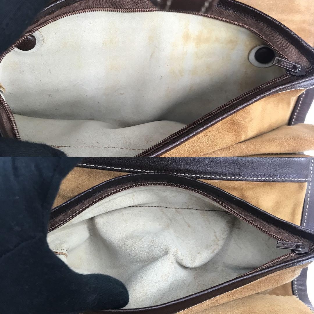 Loewe Vintage Clutch Bag Pouch Suede Leather Anagram Accessory Case W9.4xH5.1in