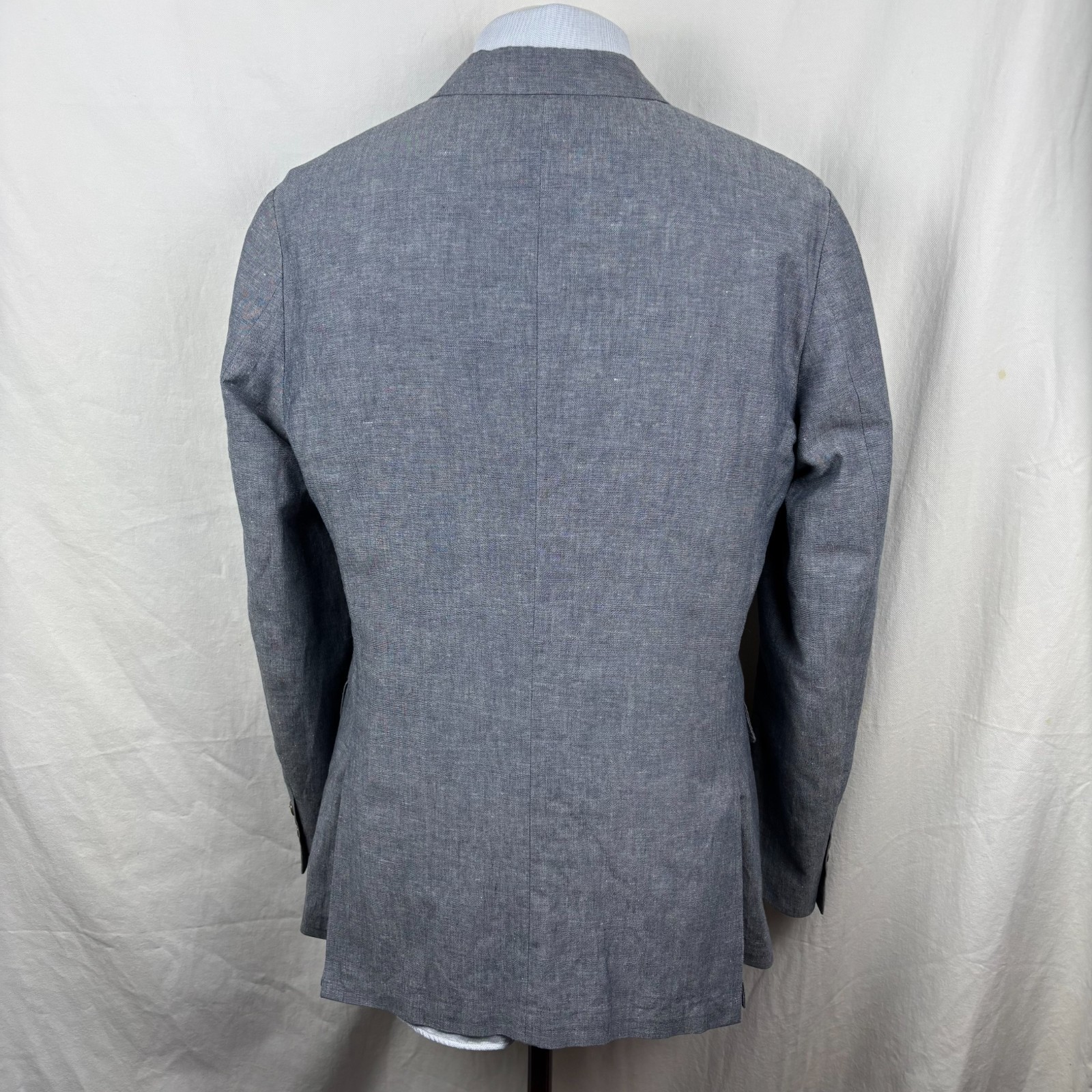 J.Crew Ludlow Chambray Linen Cotton Sport Coat Blazer 42L Blue Portugal