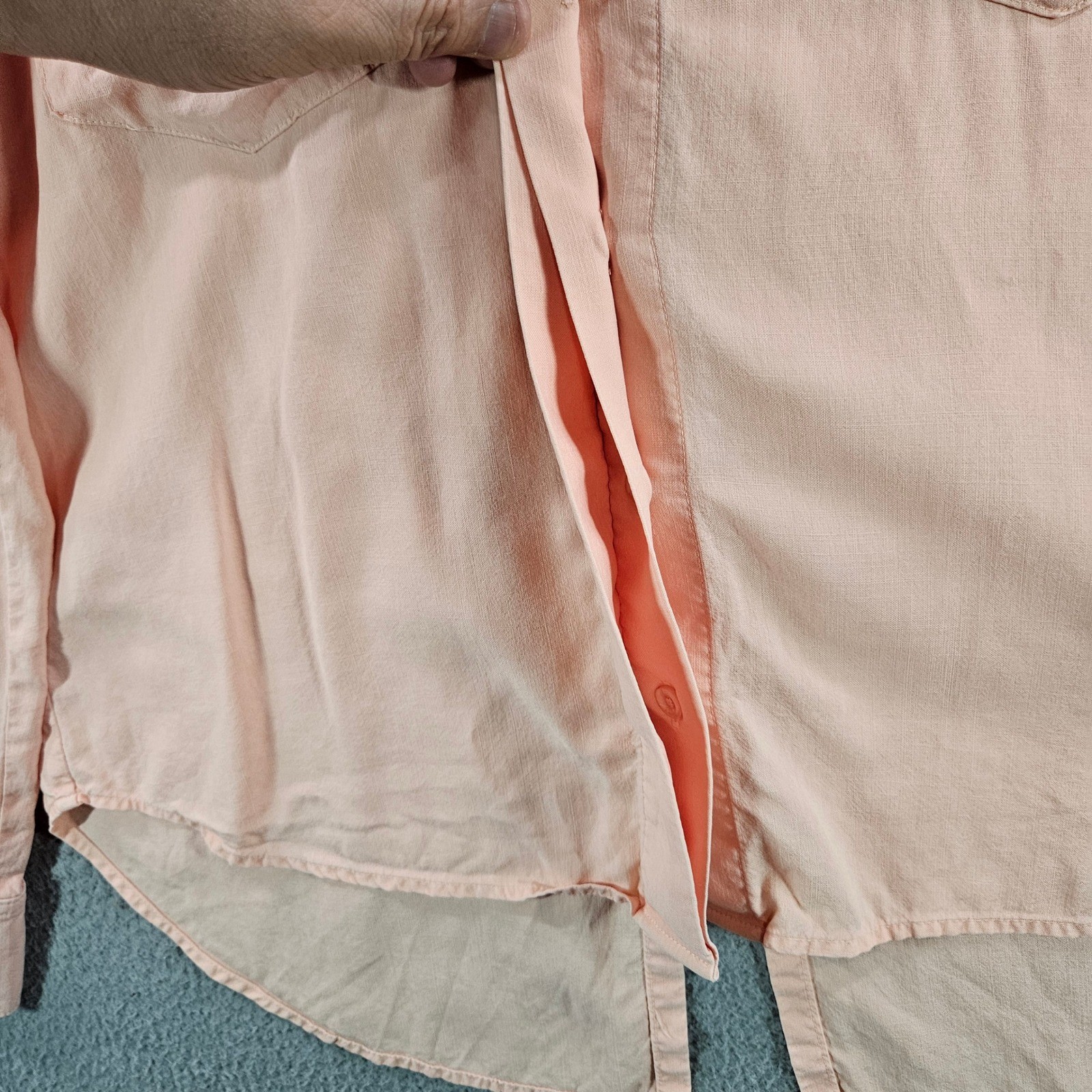Bella Dahl Peach Tencel Lyocell Split Back Button Down Shirt Size M