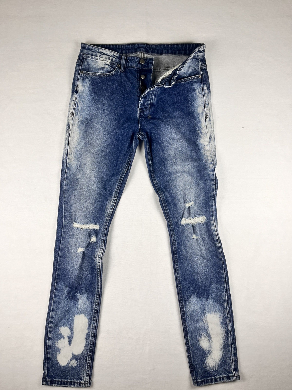 KSUBI Van Winkle the Heavens Men’s Distressed Blue Jeans Skinny Leg, size 33