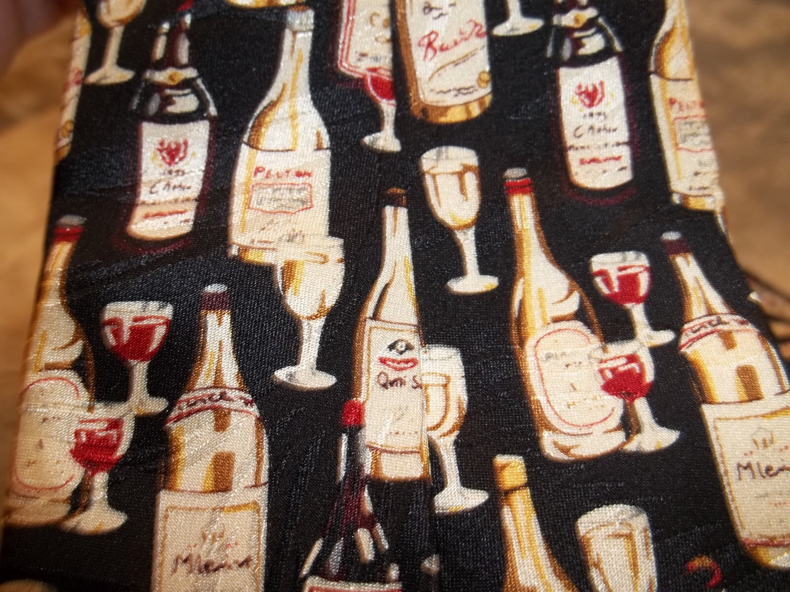 Museum Artifacts Wine Bottle Silk Tie Made in USA Handmade Wine Lover Necktie