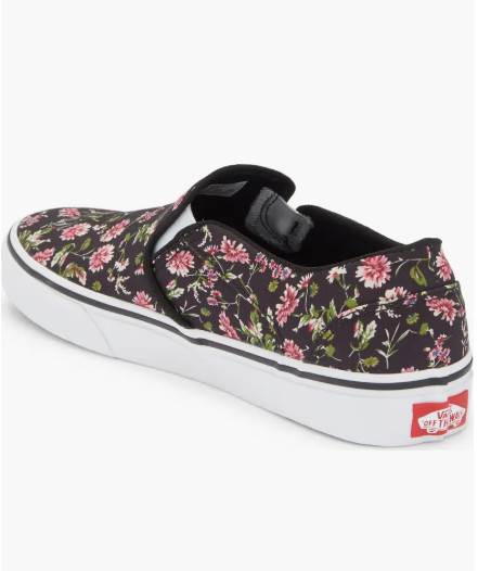 VANS Asher ‘Dark Floral’ (Size 8) “Black” Women’s Slip On Sneaker