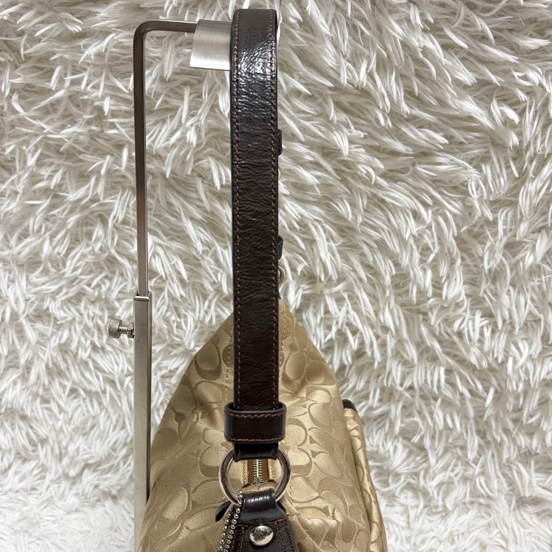 Authentic Coach Signature Hobo Shoulder Bag, Leather, 12.6in, Slightly Dirty