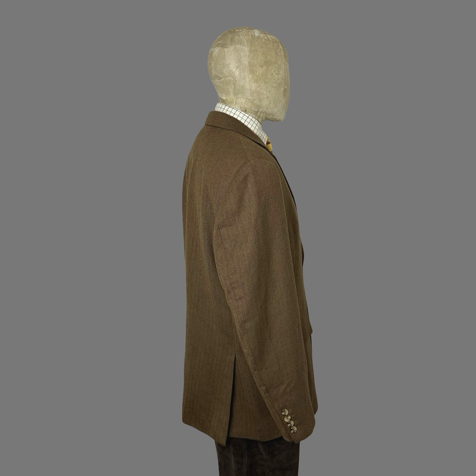 Bespoke Tweed Sport Coat 42R Brown Herringbone Ash Tailor Wool Jacket Tailored