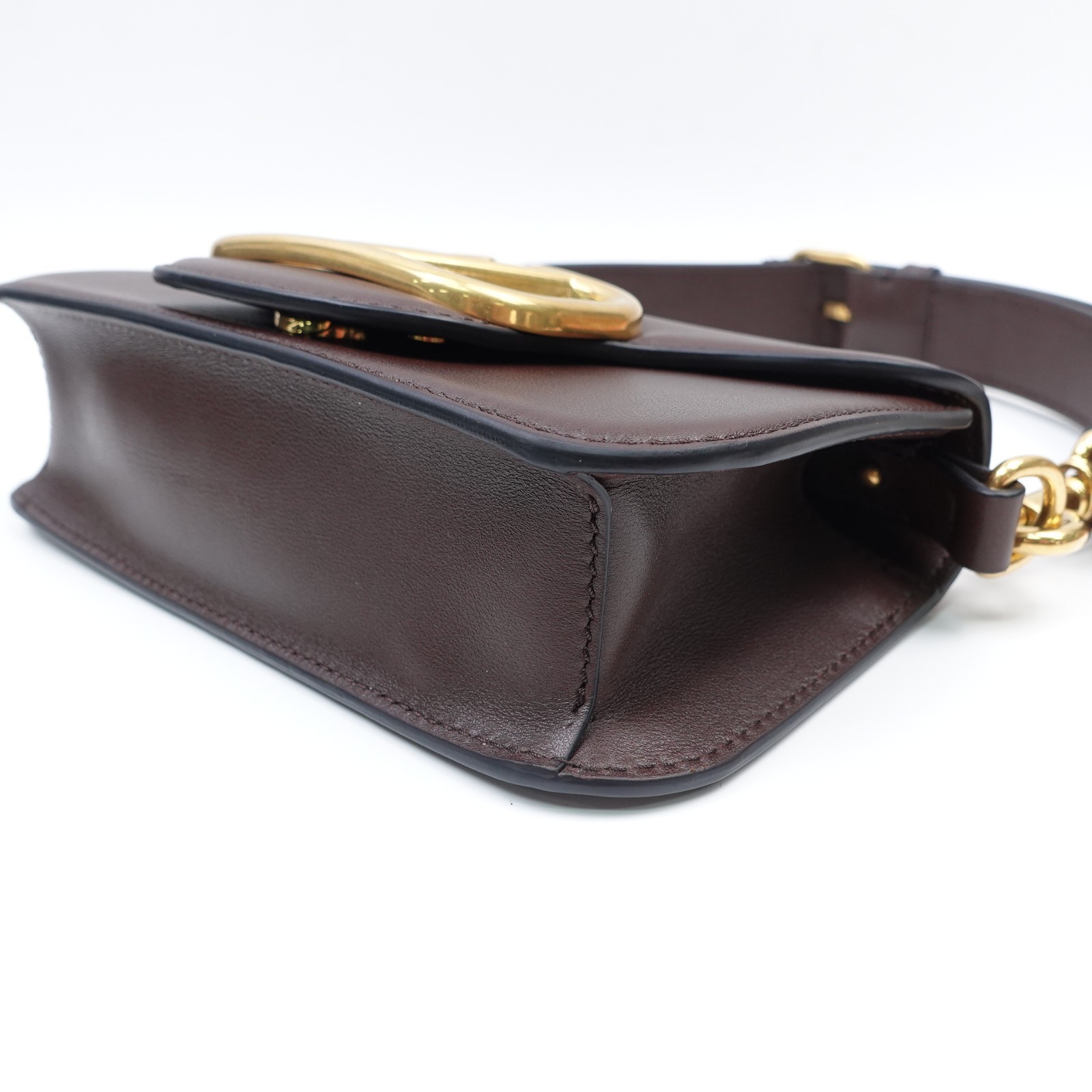 Valentino Super Vee Coffee Leather Shoulder Bag T10336919