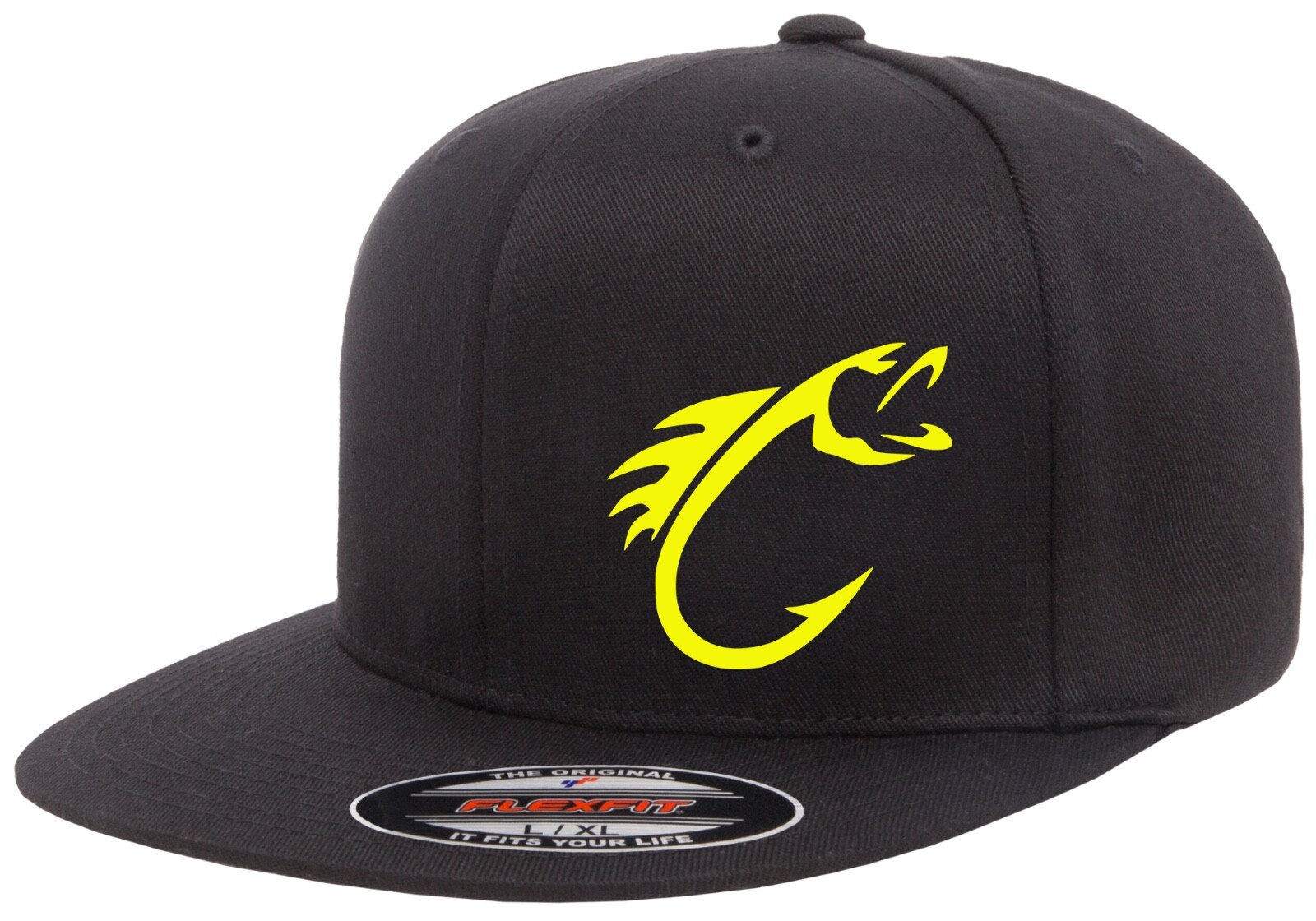 FISHING HOOK FISH FLEXFIT 6297F FLAT BILL HAT *FREE SHIPPING in BOX*