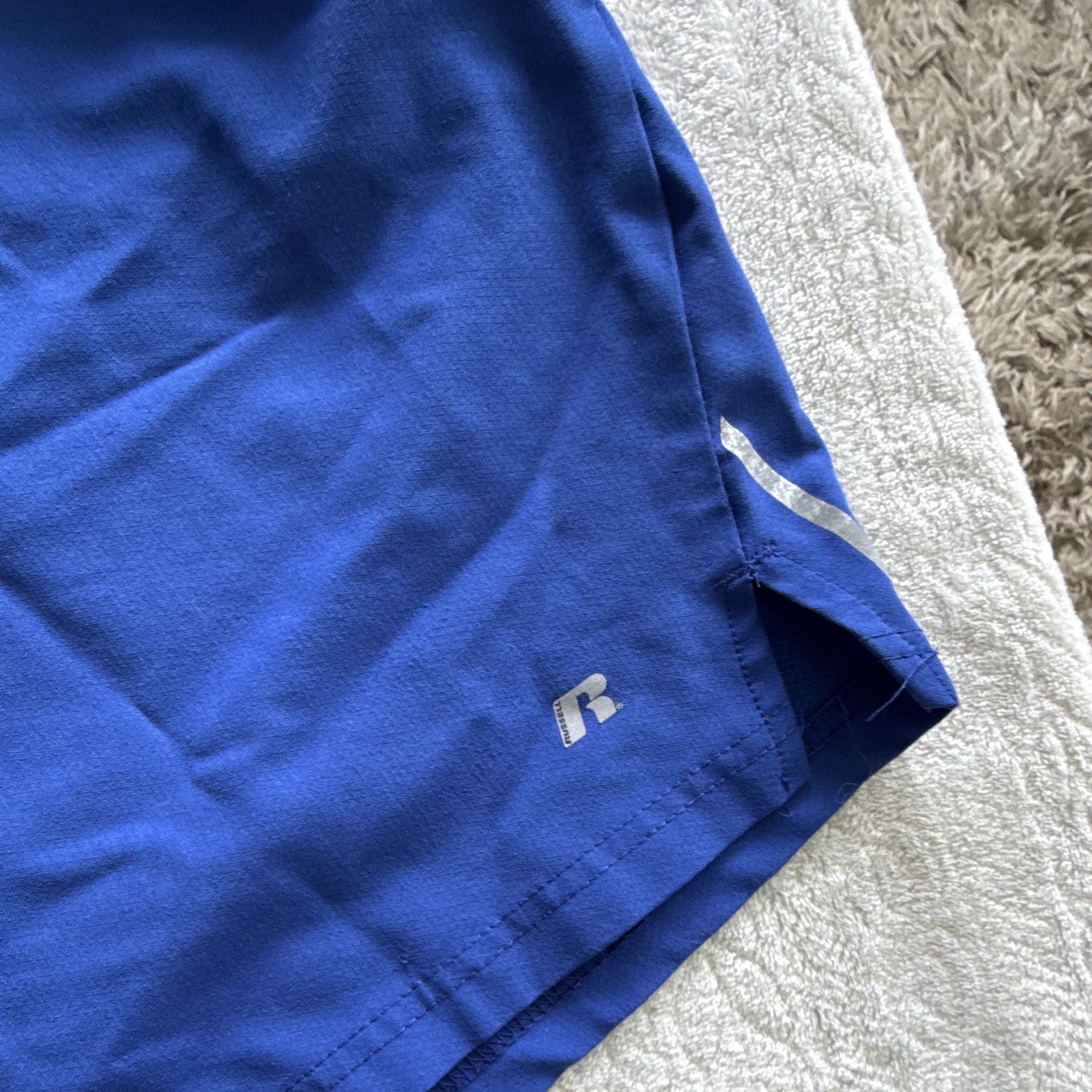 Russell Dri-Power 360 Men’s Blue Solid Athletic Shorts M 32-34 Drawstring