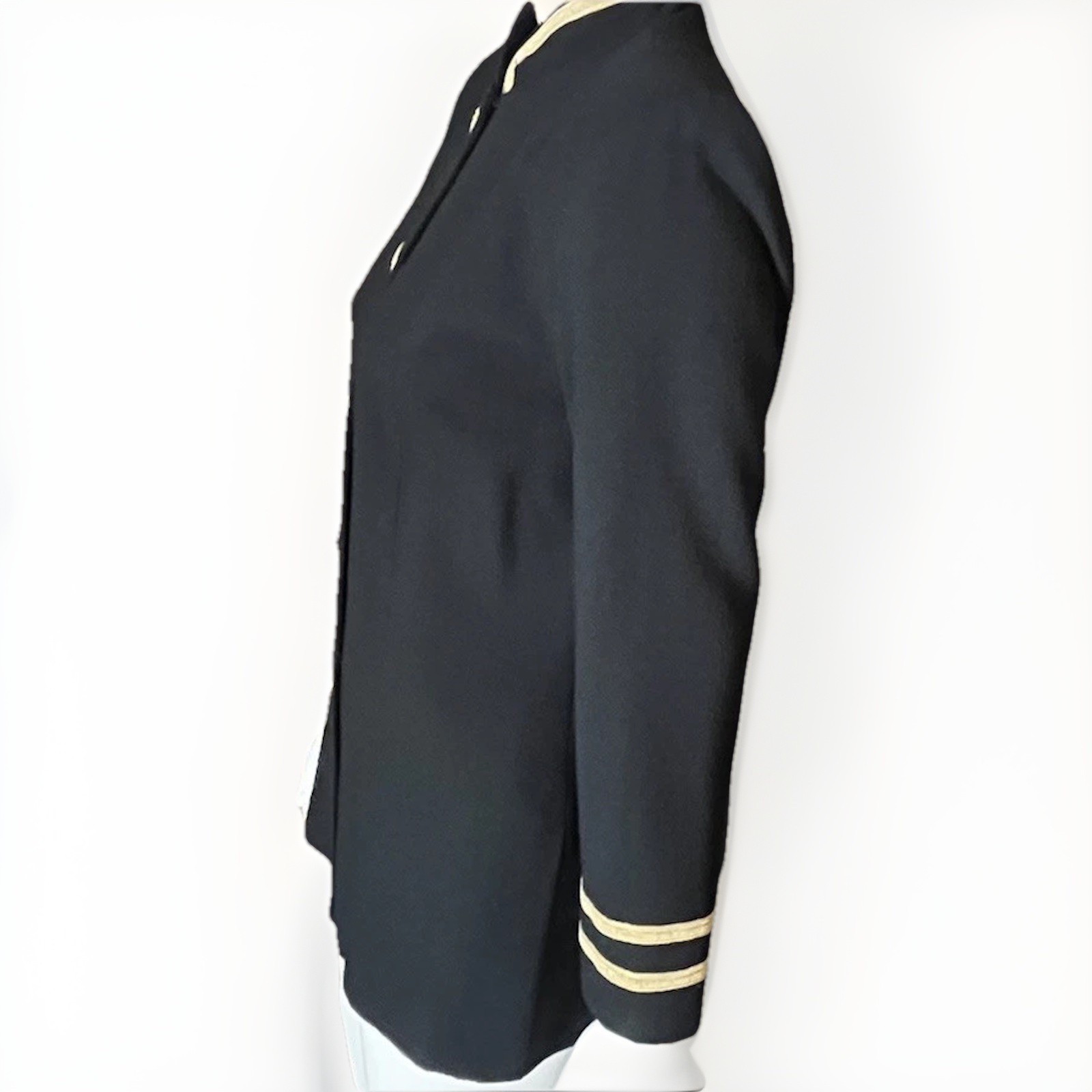 Depeche Mode Vintage Black Wool Blazer Gold Buttons/Stripes Size 10