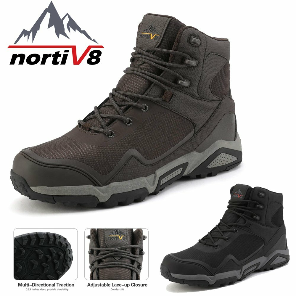 NORTIV8 Men’s Waterproof Hiking Boots Trekking Work Outdoor Slip Resistant Shoes