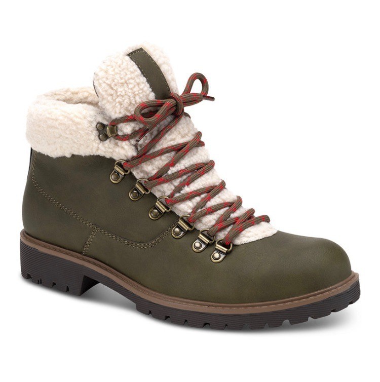 Sun + Stone Mens Glenn Faux Leather Fleece Trim Lace Up Boots Tan Size 12M NIB
