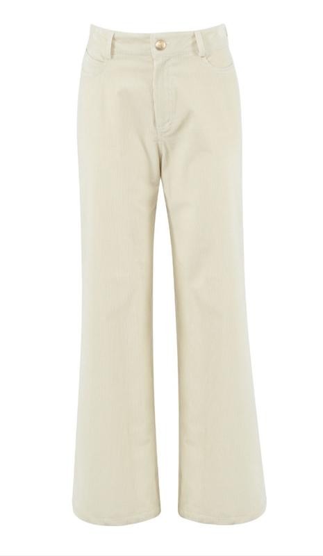 Max&Moi Beige Corduroy Straight Leg Pants Trousers FR 40