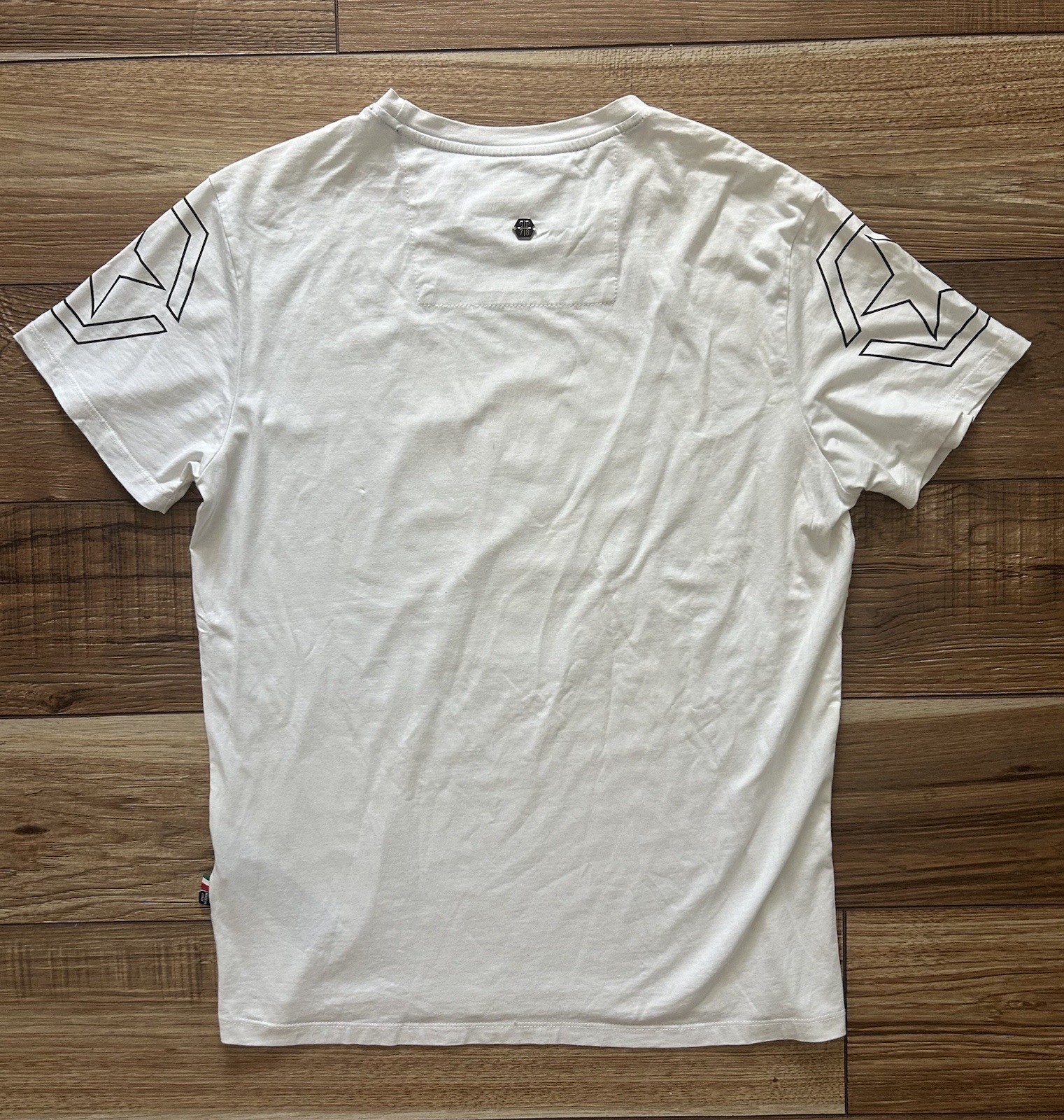 PHILIPP PLEIN Platinum Cut T Shirt Hexagon Tiger Head Graphic Men’s Large White