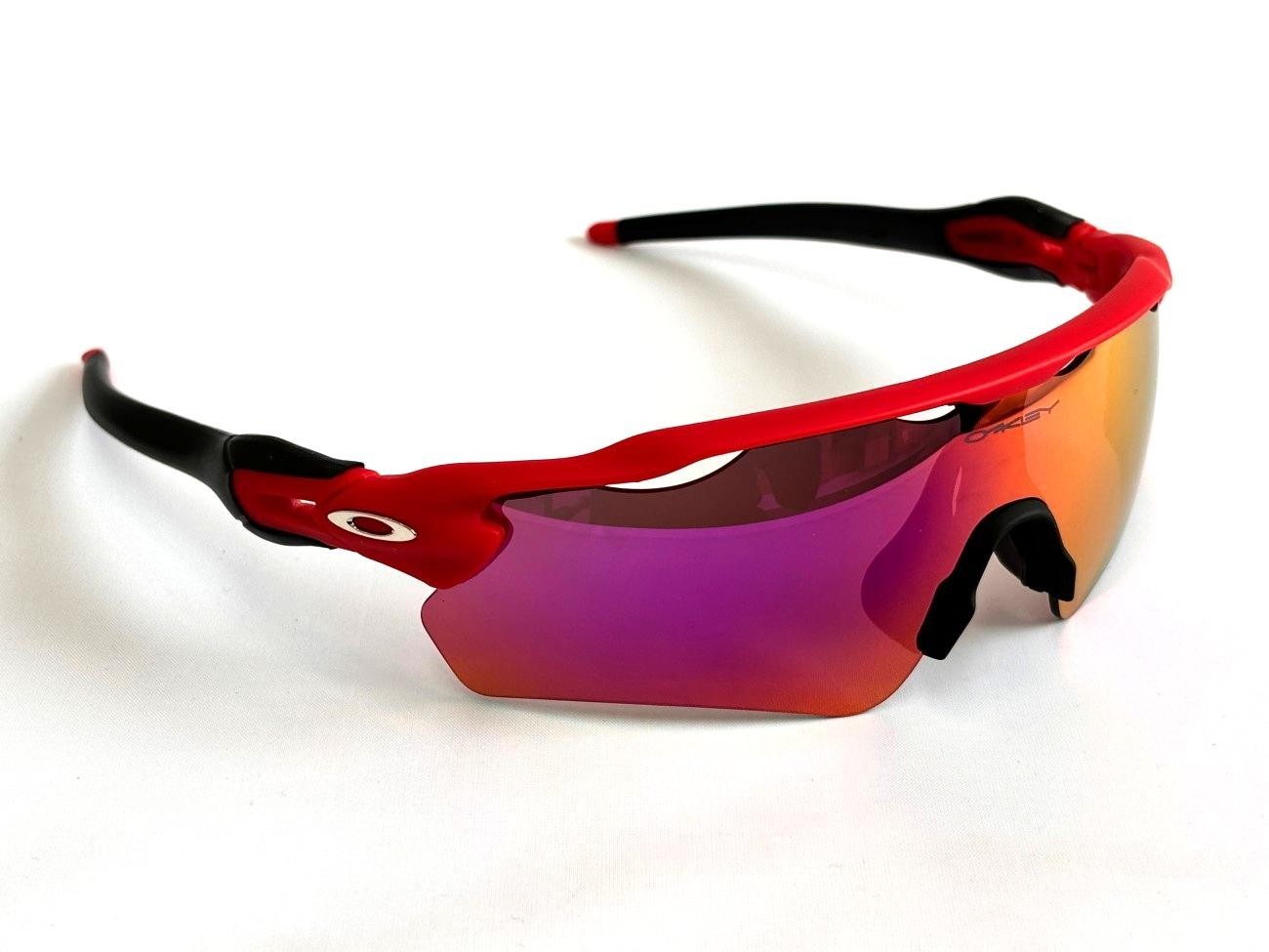 NEW Oakley Radar EV Patn Sunglasses Red Frame Purple Prizm Lenses OO9208