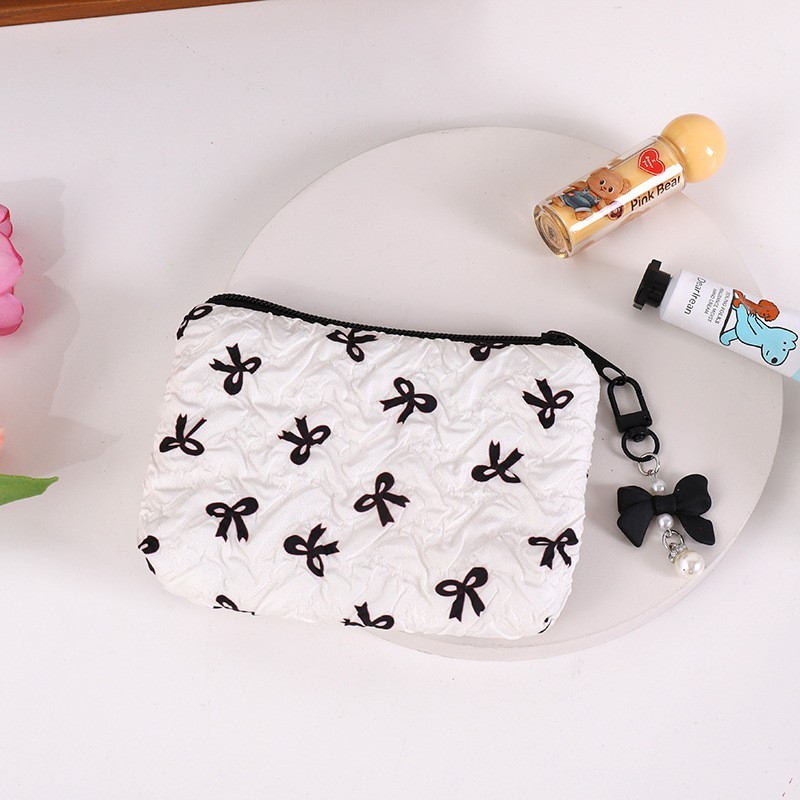 Fabric Bow Coin Purse, Large Capacity Card & Cash Holder, Cute Small Wallet
