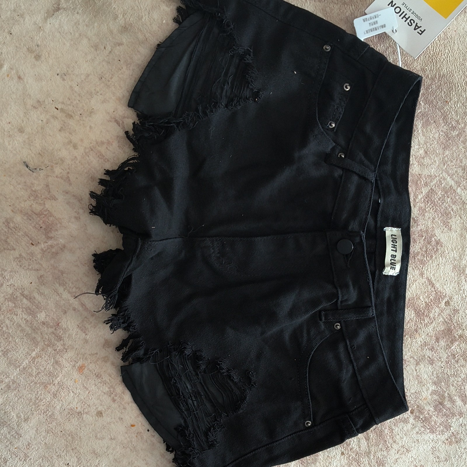 Fashion Women’s 2XL Plus Black Denim Cut Off Shorts High Rise 5-Pocket Button