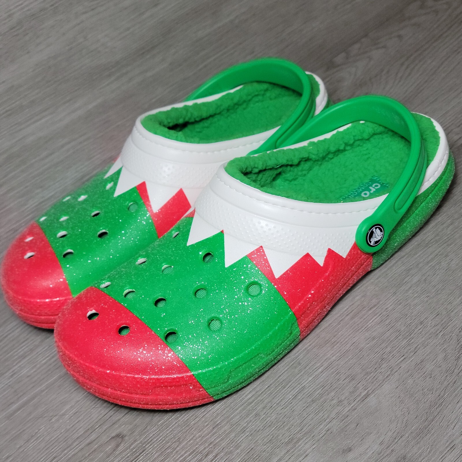 Crocs Classic Christmas Holiday Fuzzy Lined Clogs Sandals Size 13 Dual Comfort