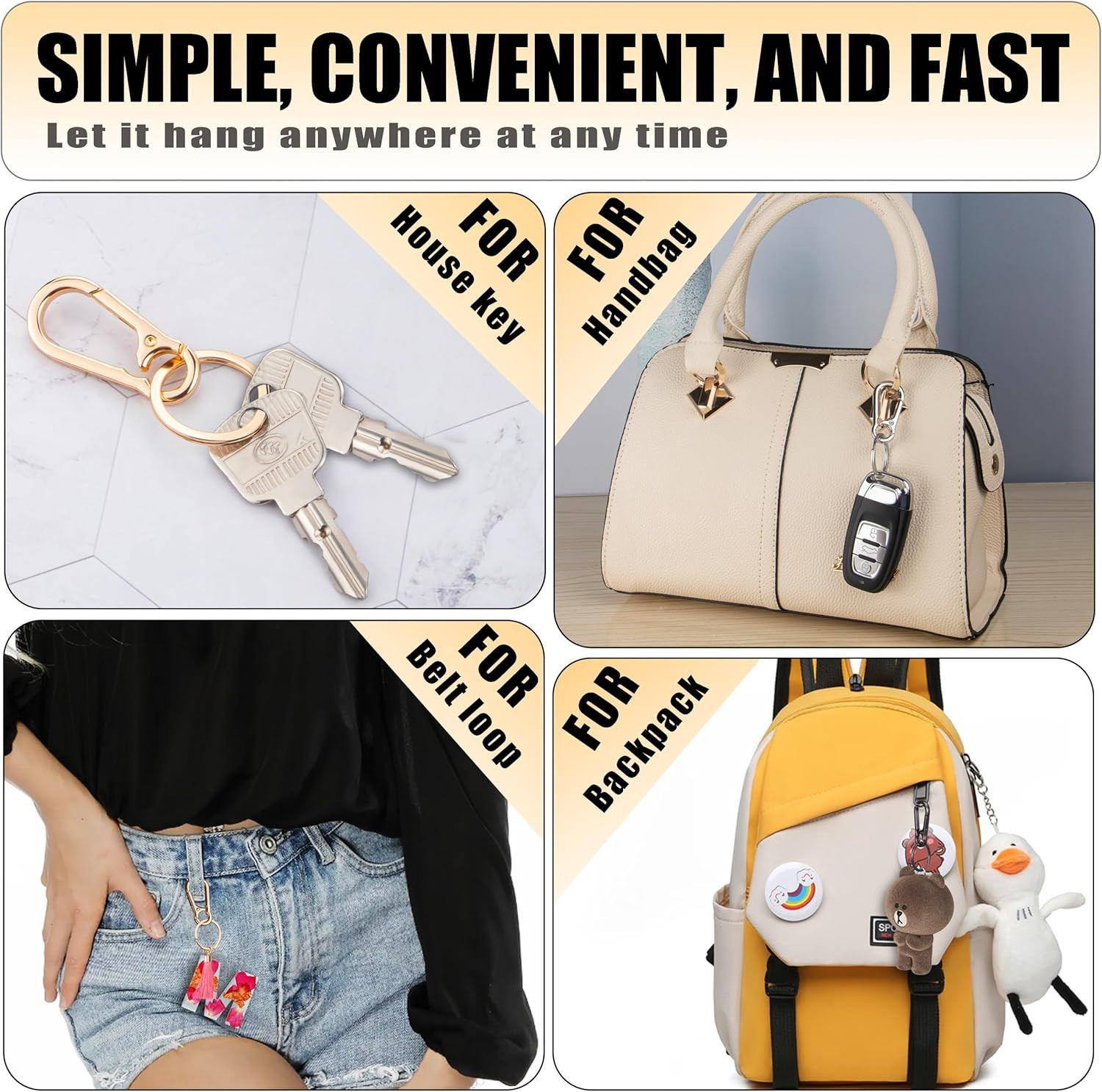 Metal Keychains Keyring Key Chain Ring Clip Holder Organizer for Home Car Keys K