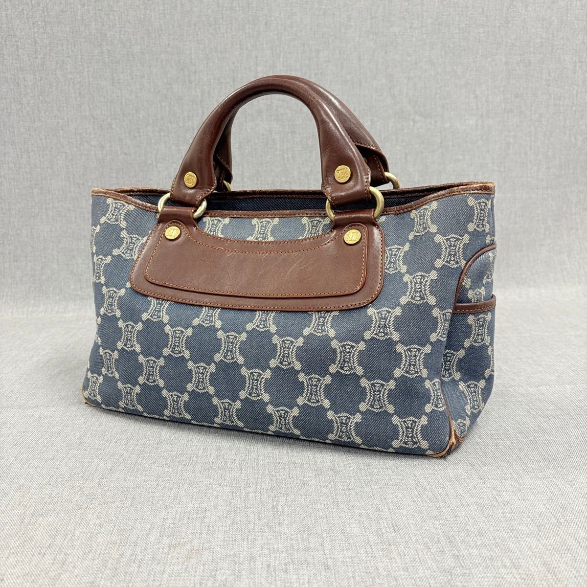 CELINE Boogie Bag Trionf Denim Handbag Canvas Blue Authentic