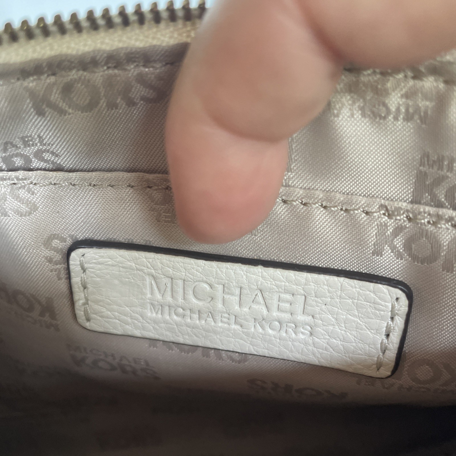 Michael Kors Ivory Large Pebbled Leather Wristlet/Clutch