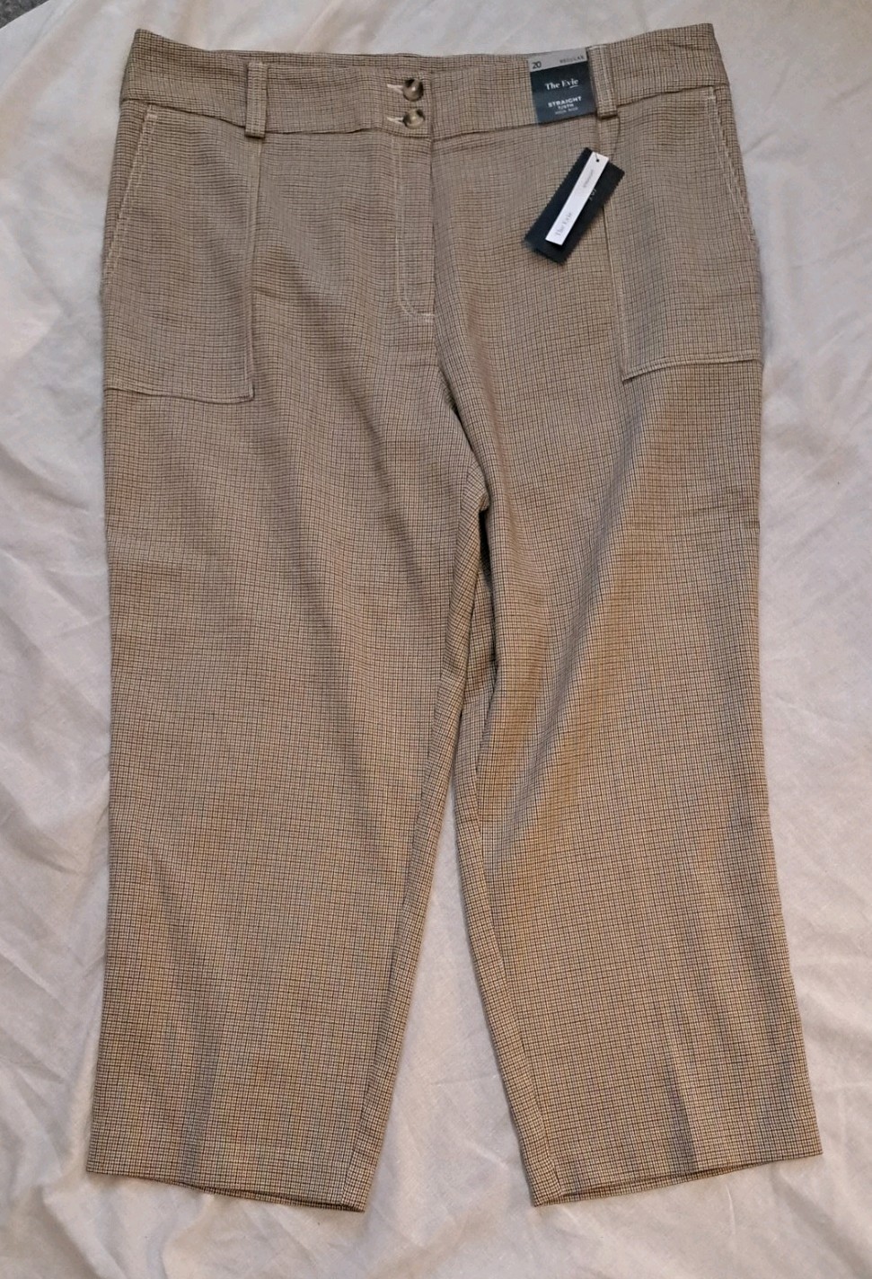M&S Retro 40s 50’s style Straight High Rise 7/8 check Women’s Trousers UK 20