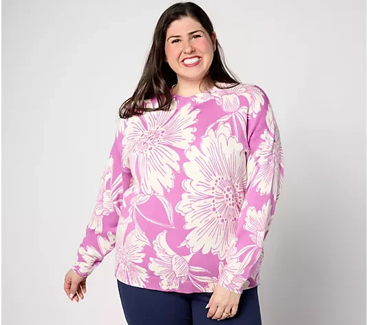 Studio Park x Leah Williams Floral Daze Sweater Orchid Size XL New