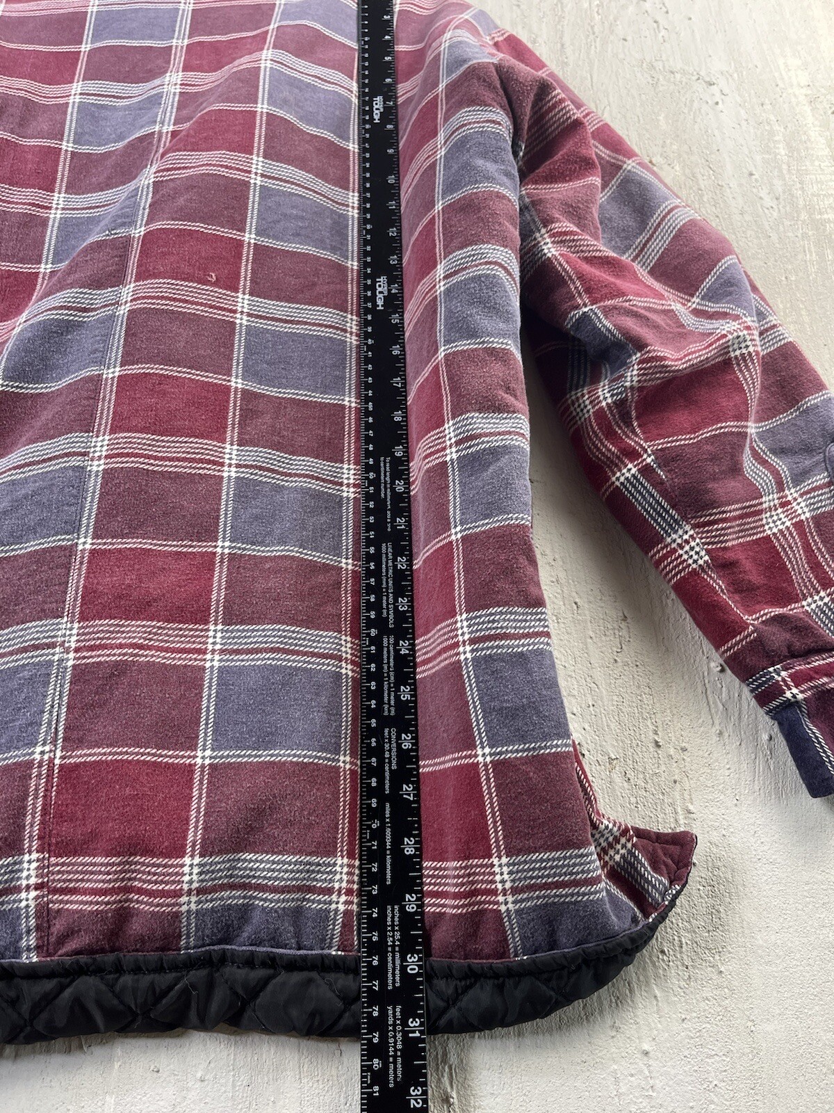 Premier Red Plaid Men’s Size X-Large Button Up Distressed Trucker Jacket