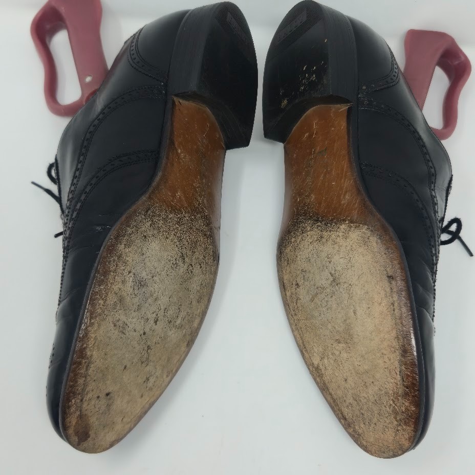 Bally of Switzerland Men’s Wingtip Oxfords Size 7 D Black Leather Brogue Vintage