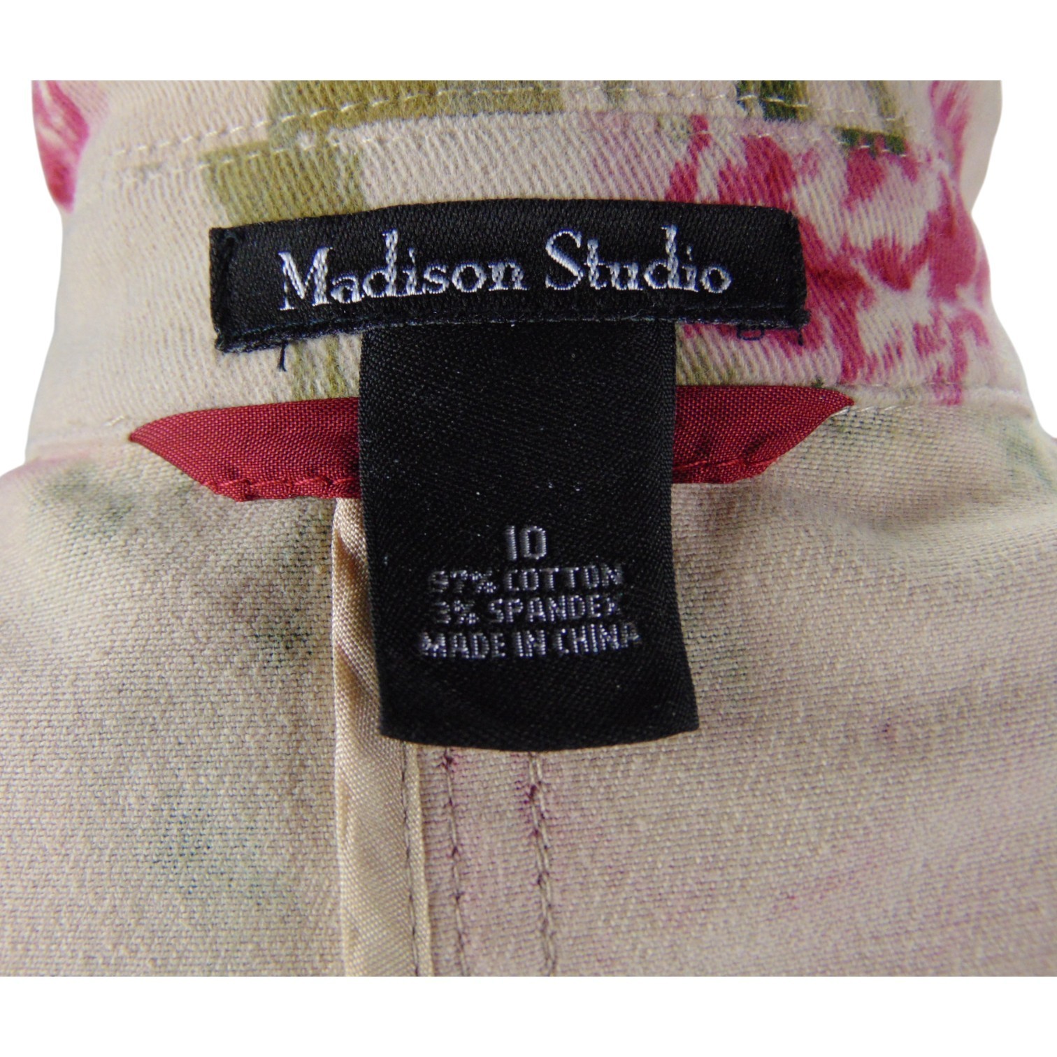 Madison Studio Floral Romantic Rose Print Belted Trench Coat Size 10 Cotton