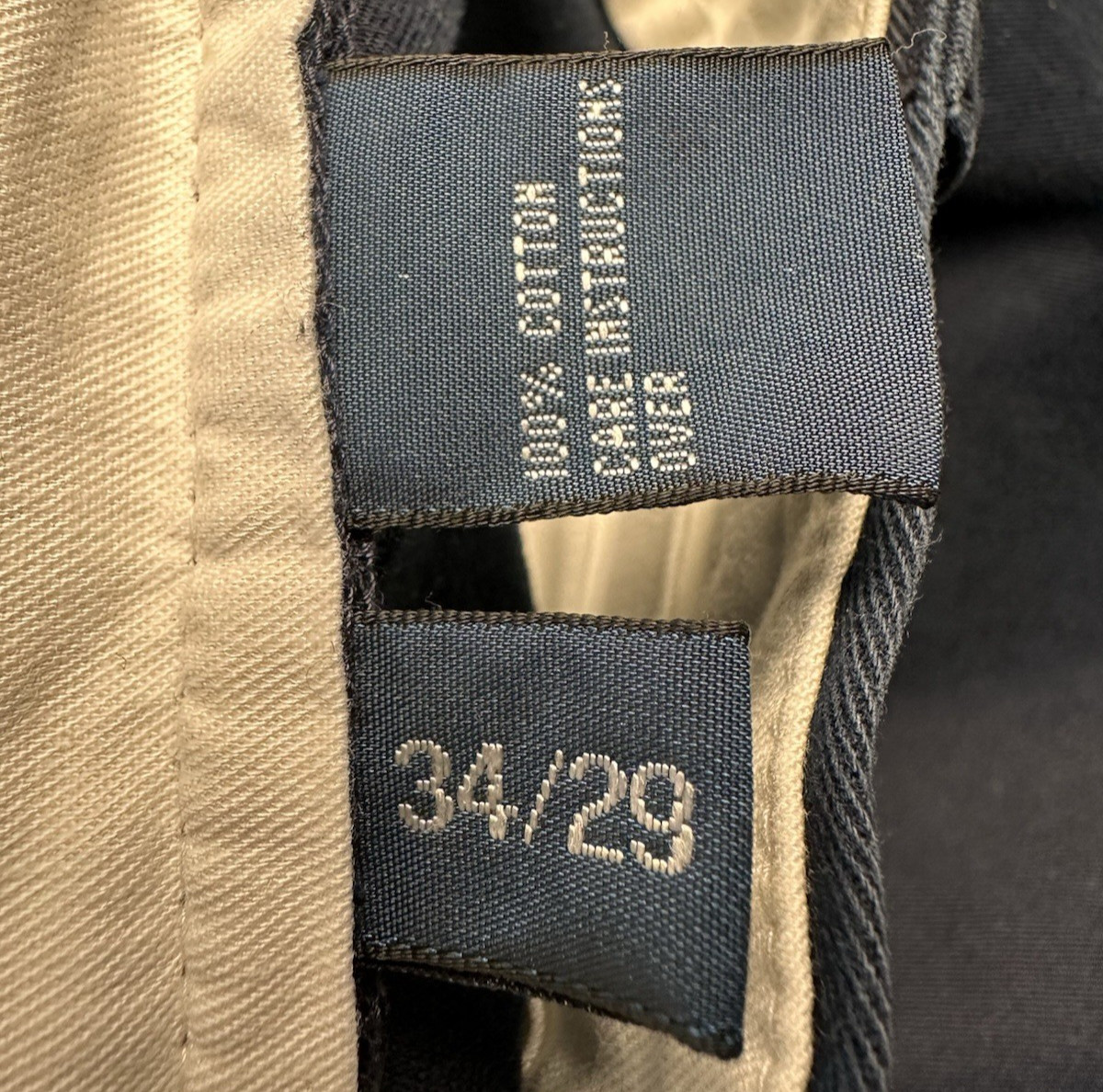 Polo Ralph Lauren Andrew Pant Navy Blue Pleated Cotton Chino Dress Pants 34×31