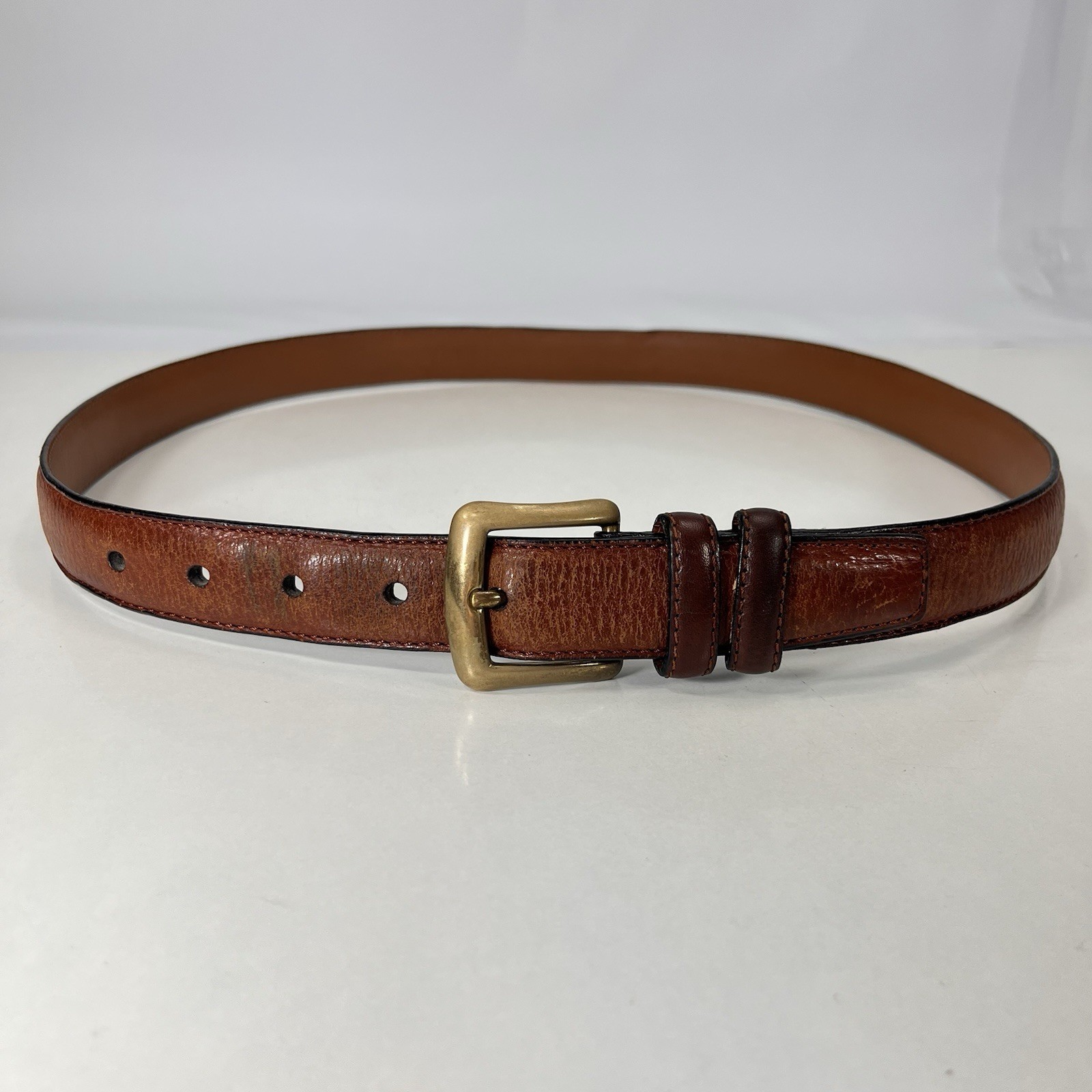 Roundtree & Yorke Worn Brown Italian Full Grain Leather Dress Belt – Men Size 36