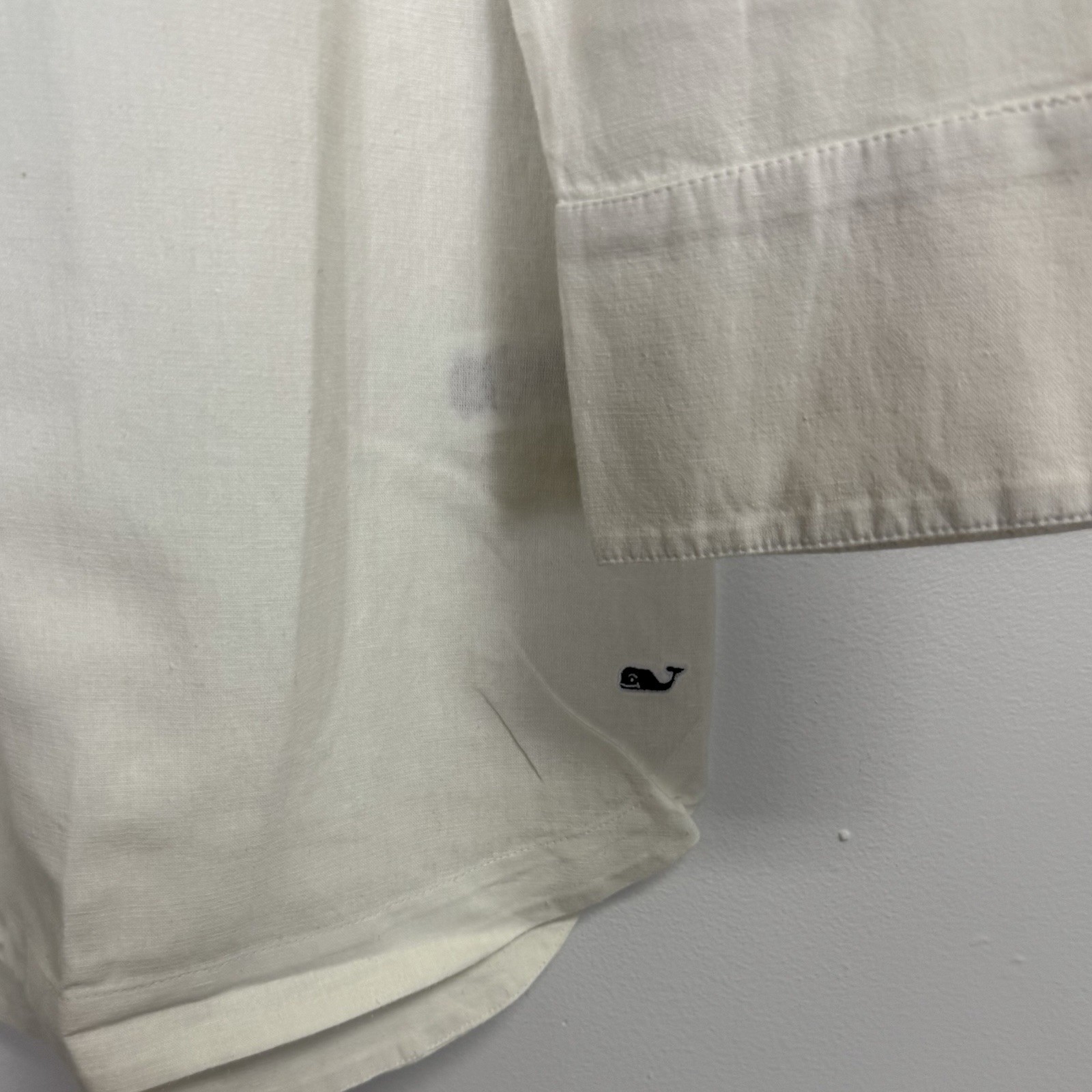 Vineyard Vines Tunic Top Womens Large Lucaya Ivory Linen Cotton Blend Shirt NWT