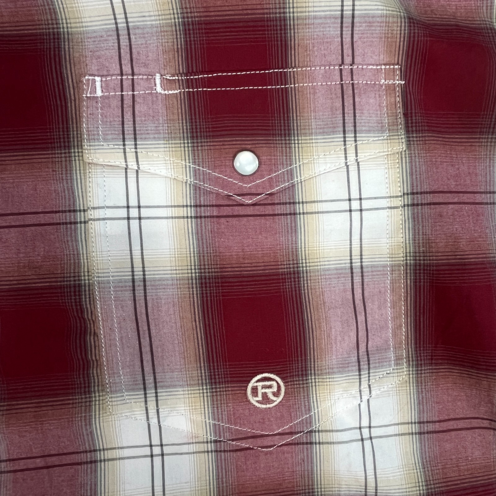 NWT Roper Western Shirt Mens 3XL Burgundy Plaid Pearl Snap S/S Cowboy Rodeo