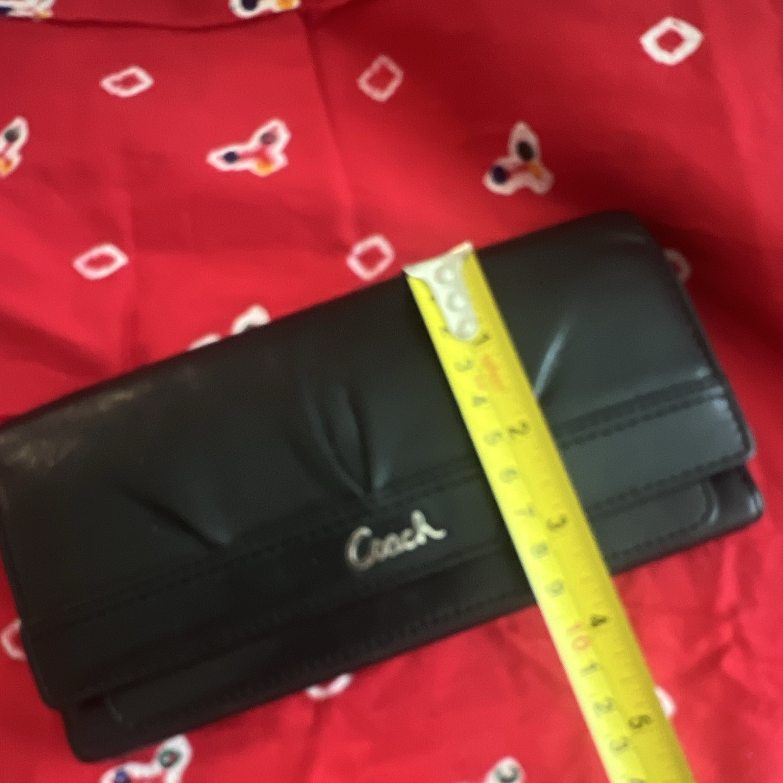 Coach Black Checkbook Folding Wallet with Zip Coin Pocket Logo for Women