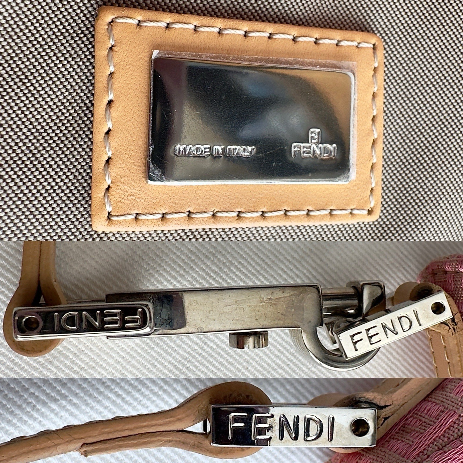 ✨Authentic FENDI FF Zucchino Canvas Shoulder Bag Pink