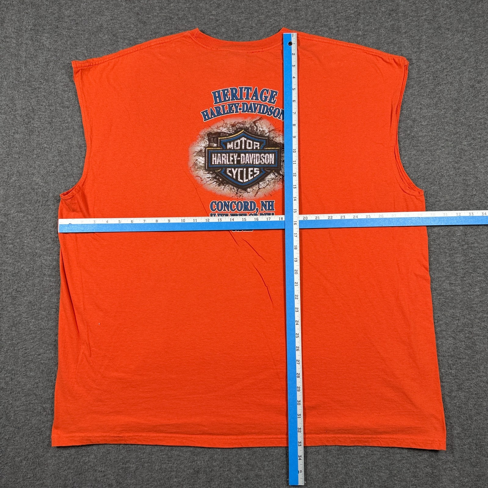 Harley Davidson Shirt Mens 5XL Orange Black Concord ND Motorcycle Biker Tank Top