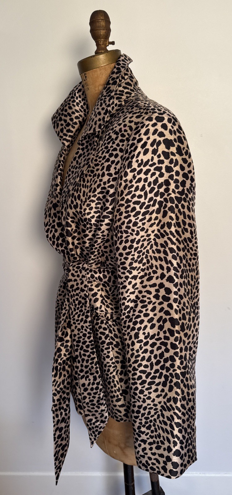 Vintage Y2K Le Suit Leopard Jacket Waist Tie Sash Belt L Classic Capsule Chic