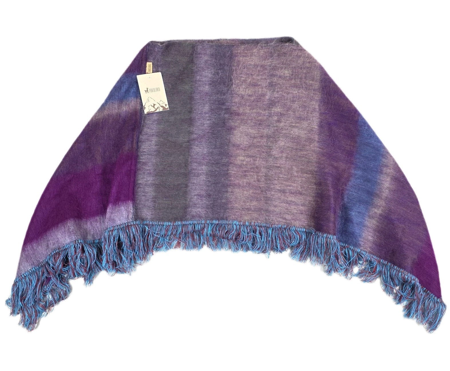 Pokoloko Alpaca Poncho Womens One Size Purple Ombre Fringe Hand-loomed NWT
