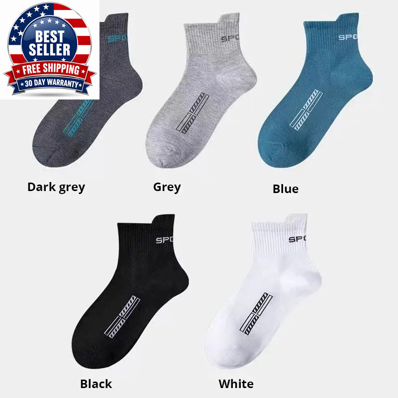 5 Pairs Men’S Mid Sleeve Breathable Sports Trend Ear Lifting Basketball Men’S So