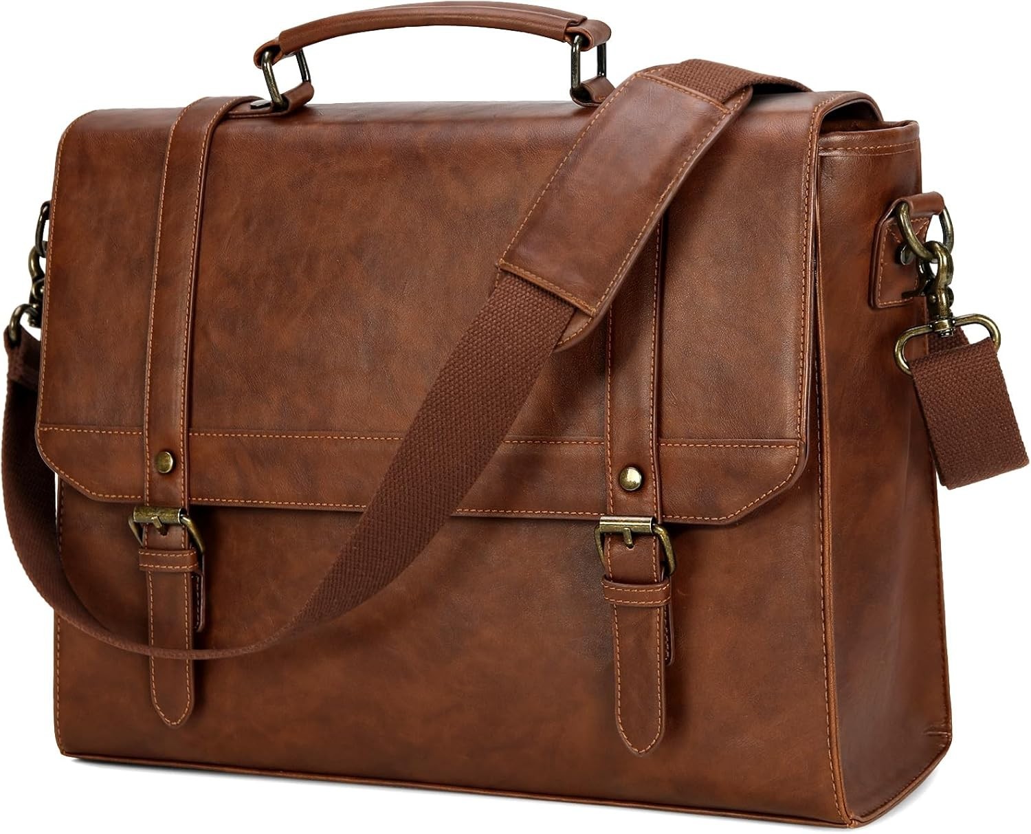IGOLUMON Mens Messenger Bag 15.6 Inch Vintage Leather Laptop Briefcase Bag
