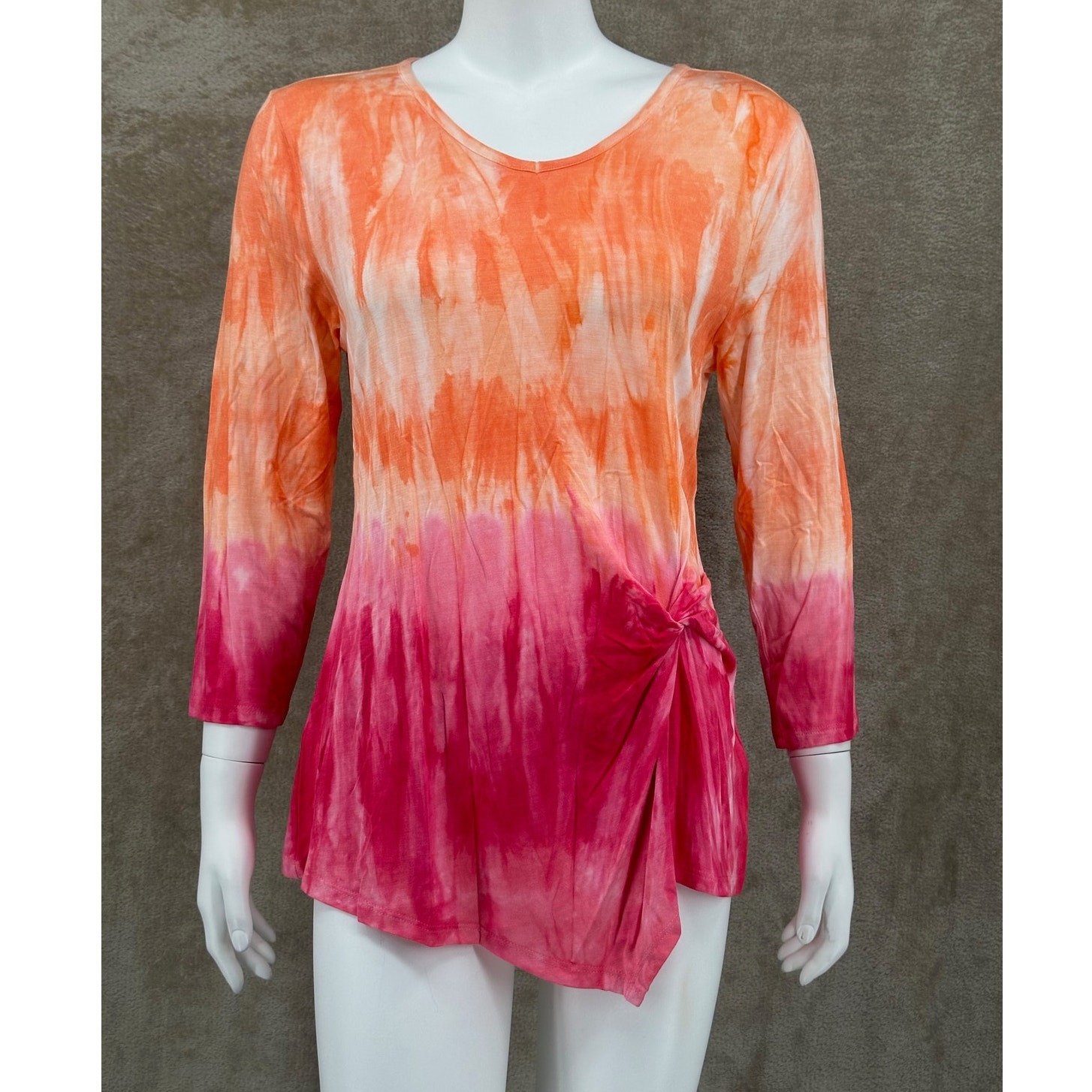 Soft Surroundings Top Womens Medium Orange Ombre Tunic Knit Modal Beachy Boho