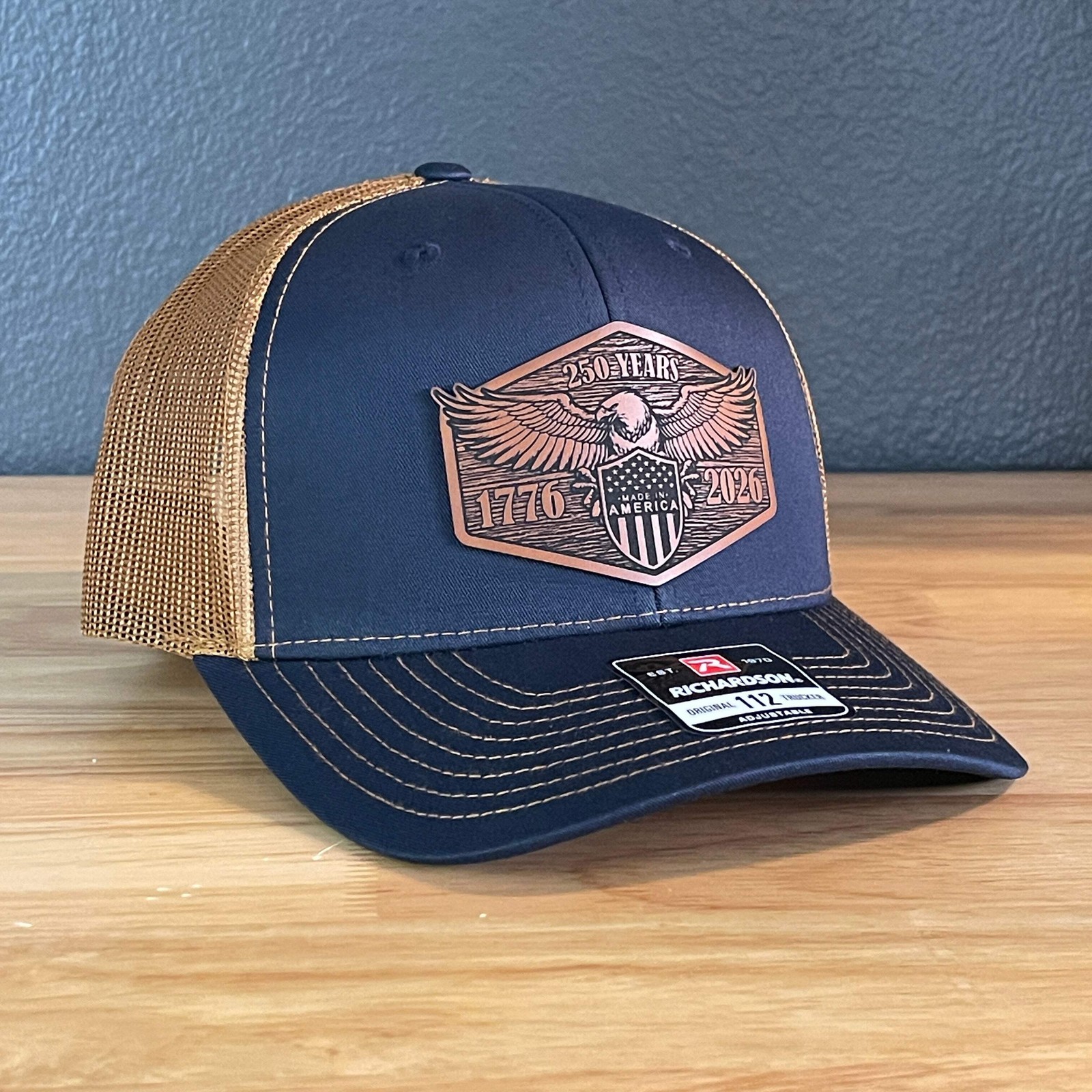 USA 250th Anniversary America 1776-2026 Eagle Patriotic Leather Patch Hat