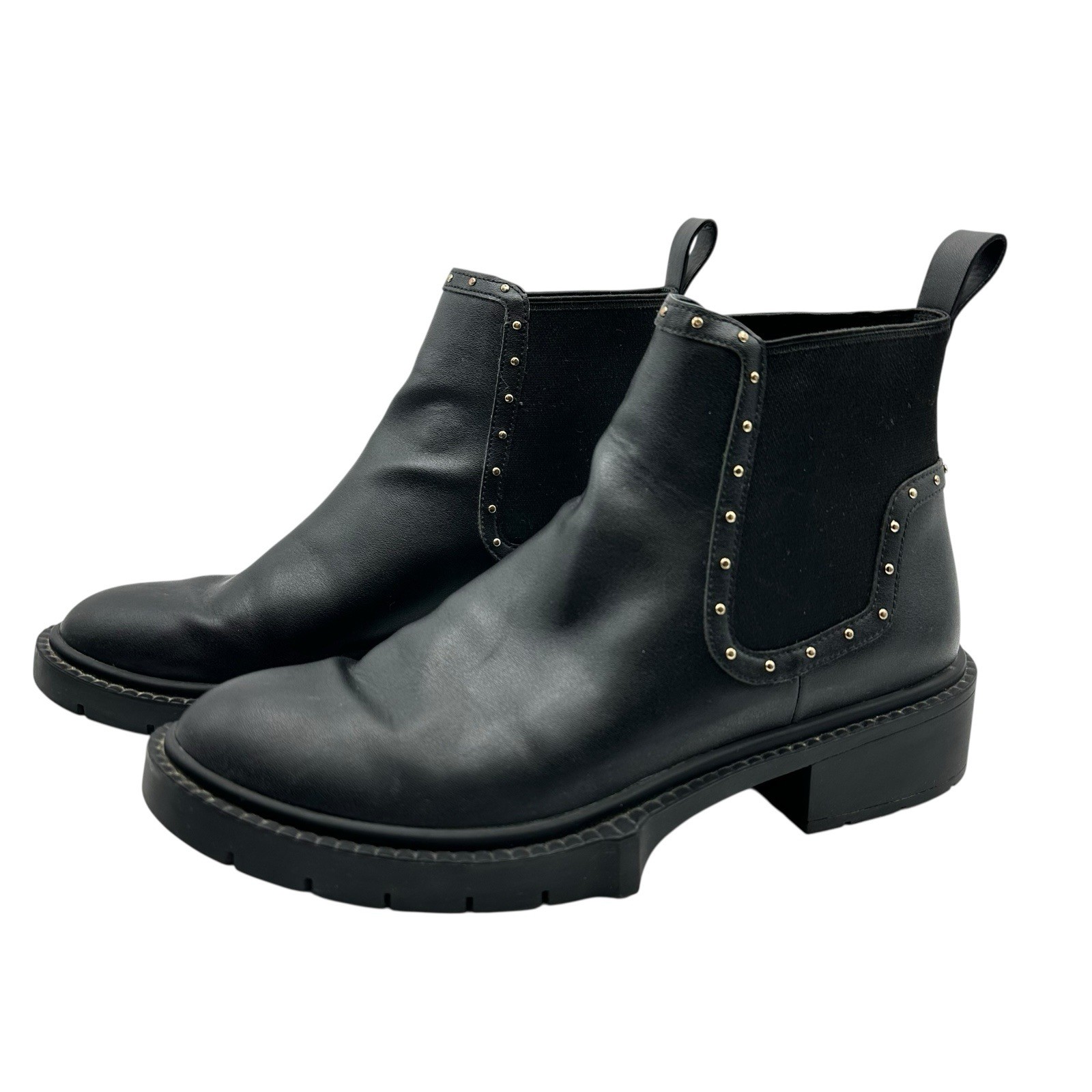 Women’s Size 7.5 B Coach C5773 Black Leather Chelsea Boots Studded Ankle Booties