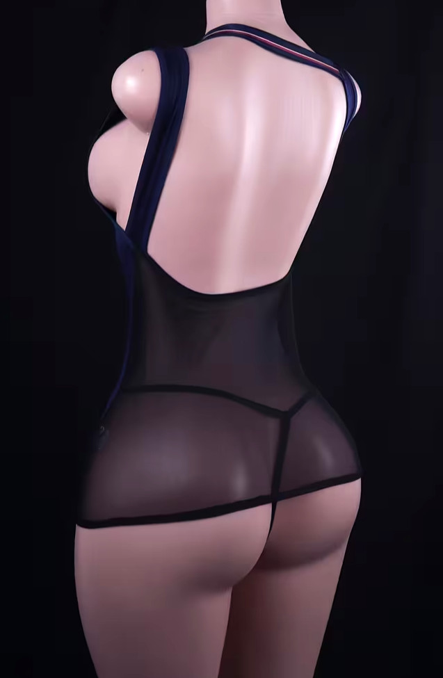 Asian 1-Size (USA XS-M) Deep Blue Air Stewardess Lingerie Bodycon w Thong. Nice!
