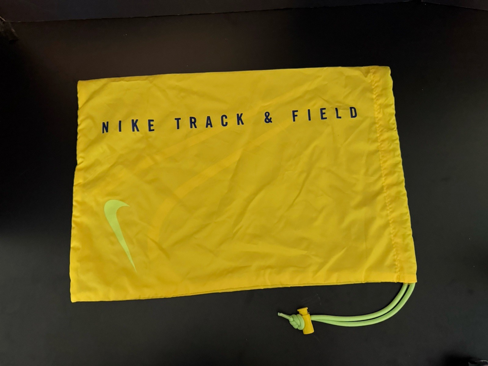 Authentic Nike Track & Field Spikes Shoe Yellow Drawstring Bag Packable New