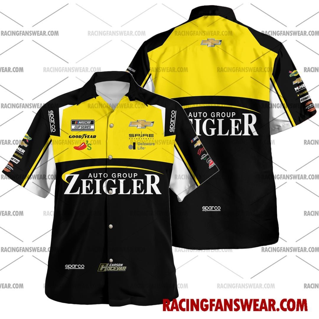 Carson Hocevar Nascar Racing 2025 Uniform Apparel Clothes Hawaiian Polo Shirts