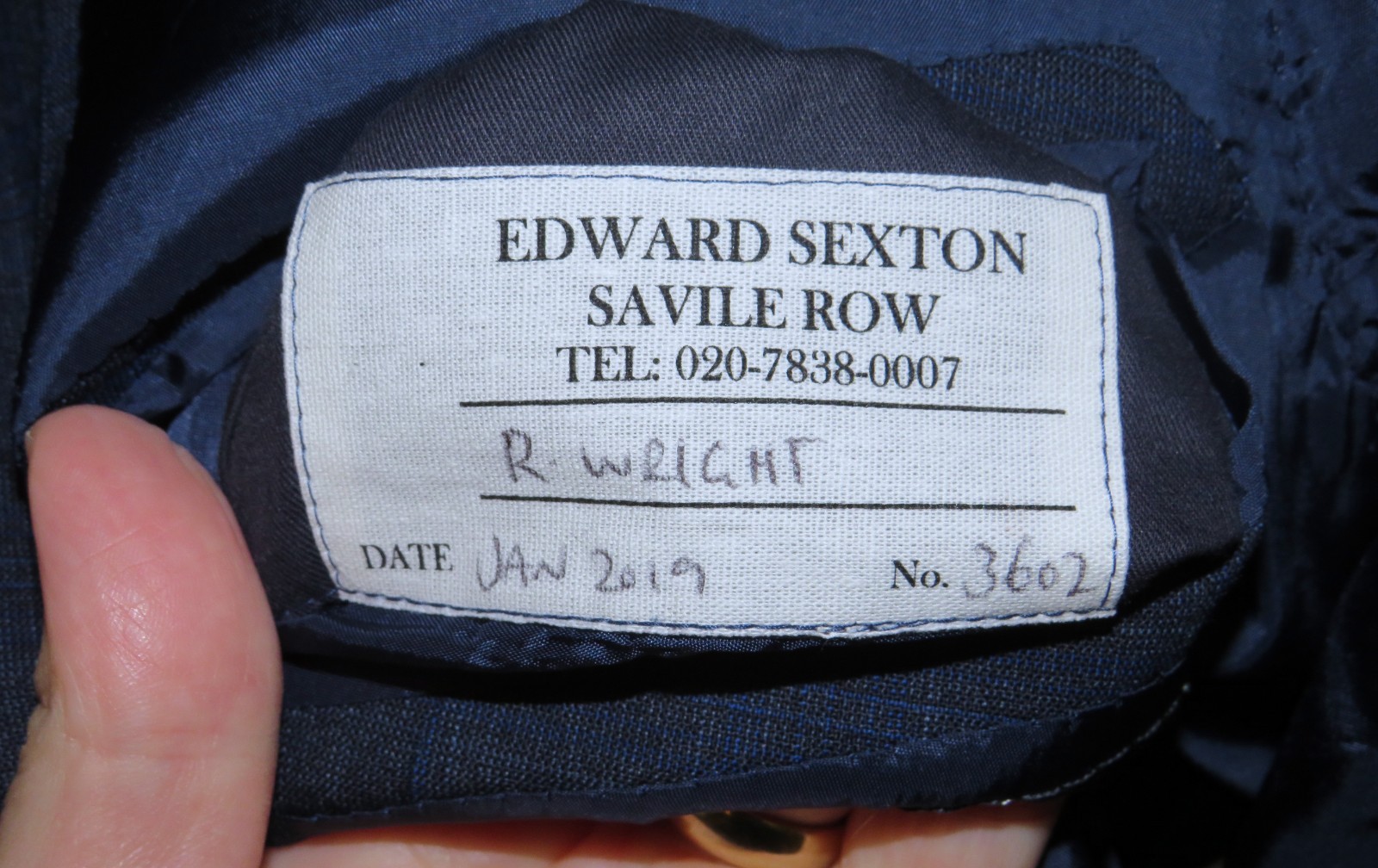 Edward Sexton Bespoke Savile Row Blue Subtle Plaid One Button Sport Coat 40L